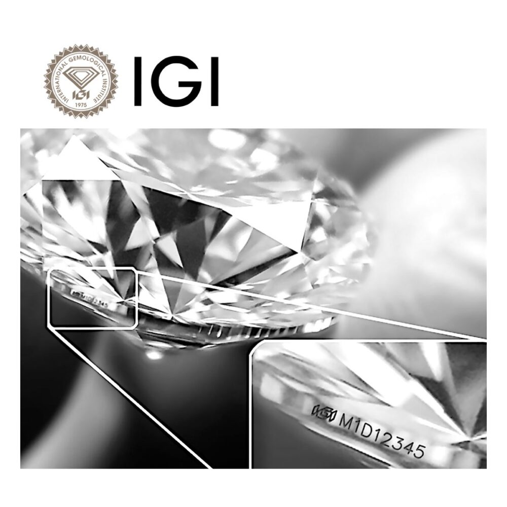 Iscrizione laser del certificato IGI nel diamante