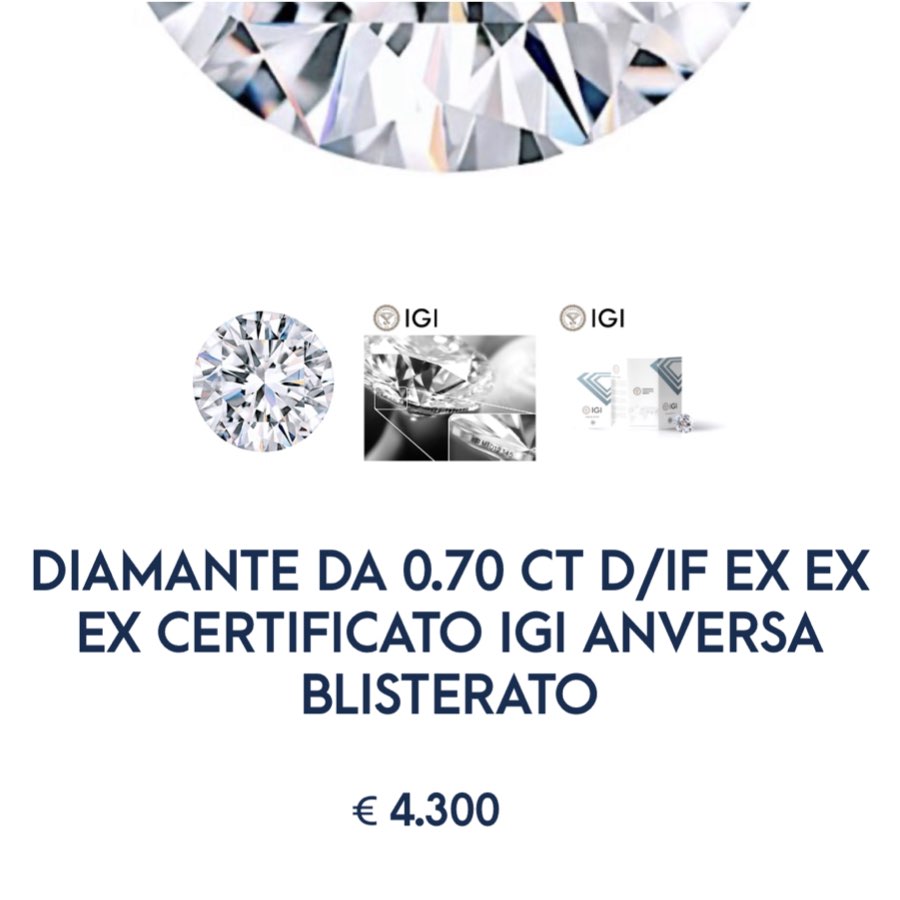 diamante con purezza If da 0.70 carati