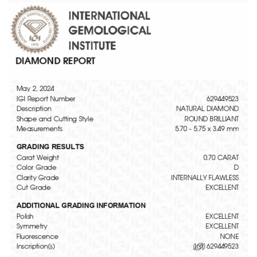 diamante purezza if certificato igi